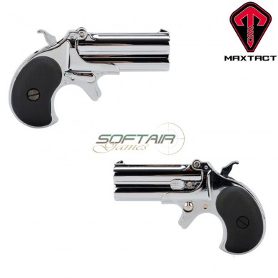Pistola A Gas Full Metal Derringer Double Barrel Silver Maxtact (mxt-211639)