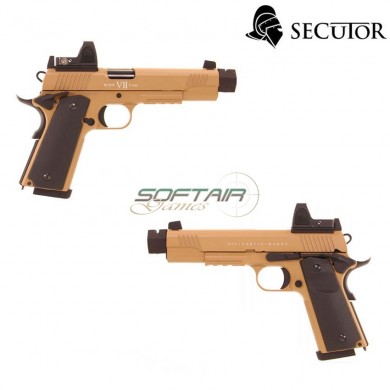 Pistola A Co2 Rudis Magna Custom Vii 1911 Tan & Black C/red Dot Secutor (sr-sar0028c)