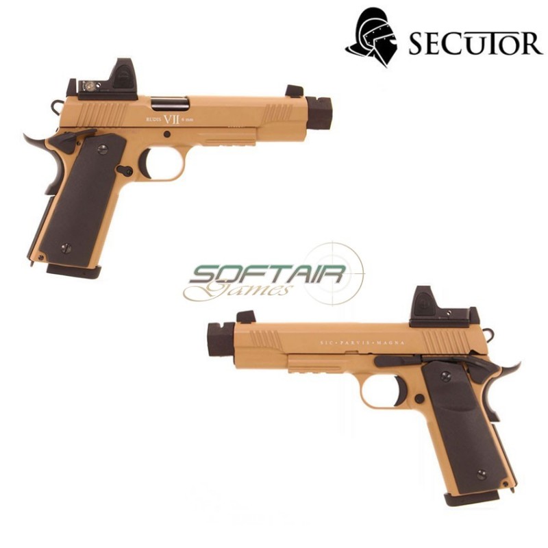 Pistola A Co2 Rudis Magna Custom Vii 1911 Tan & Black C/red Dot Secutor (sr-sar0028c)
