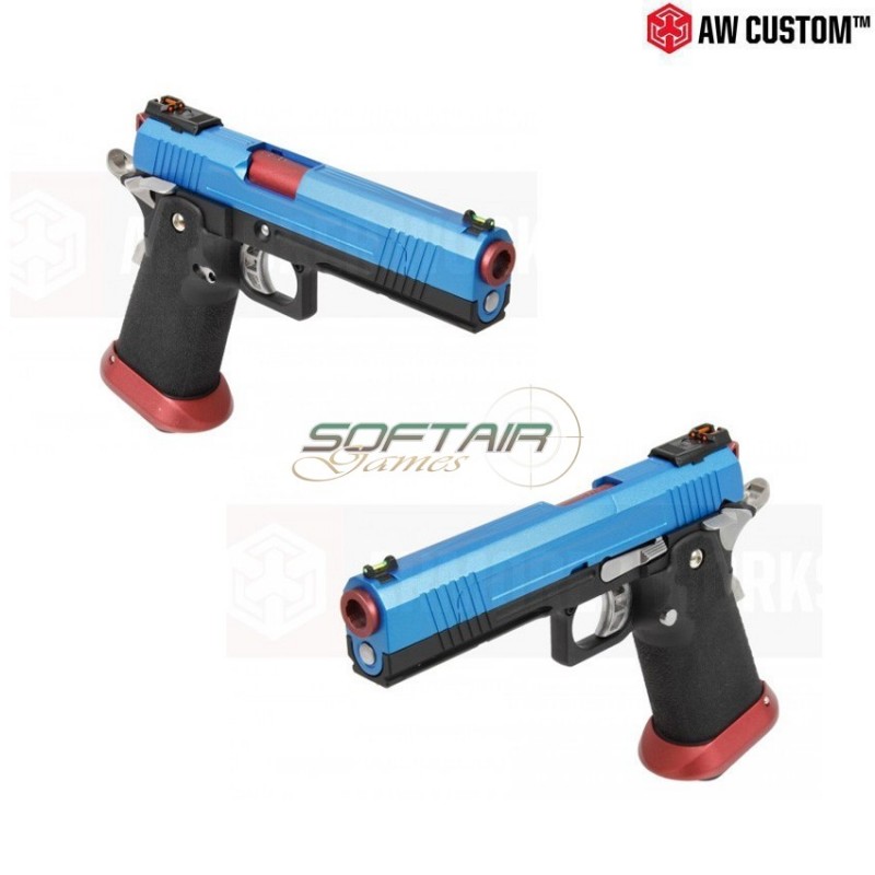 Pistola A Gas Hi-capa split Full Blue Carrello & Black Frame & Red Barrel Gbb Armorer Works (aw-110502)