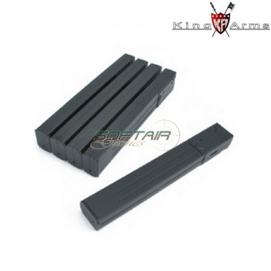Set of 5 mid-caps magazines black abs 110b for mp40 king arms (ka-mag-29-v)