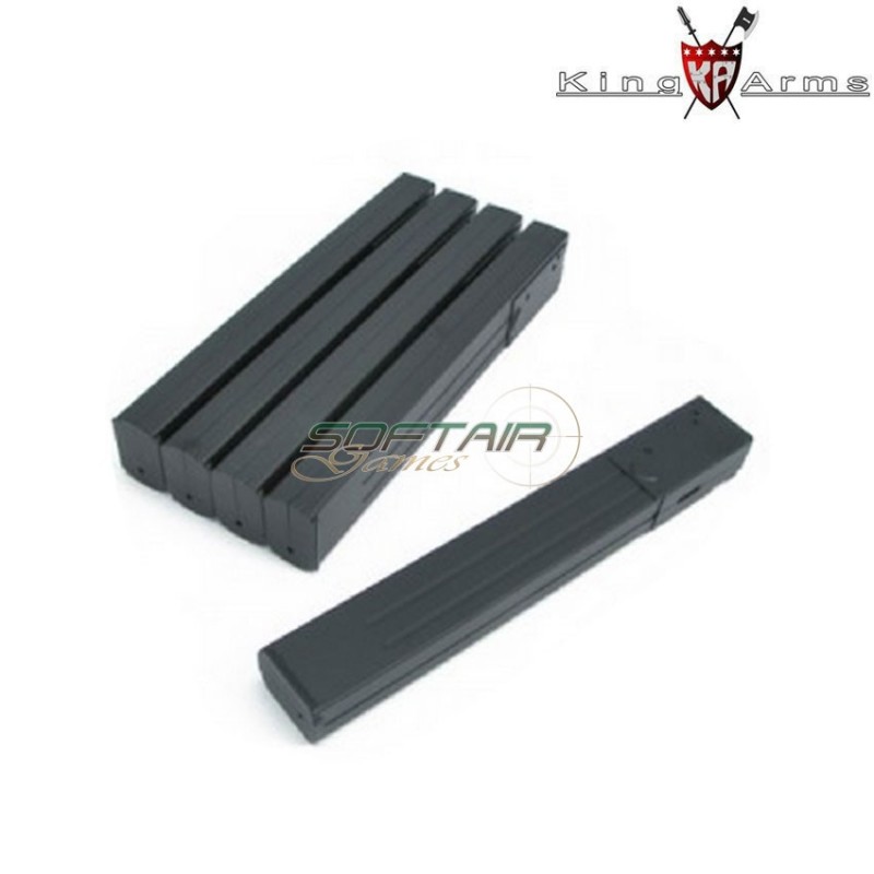 Set of 5 mid-caps magazines black abs 110b for mp40 king arms (ka-mag-29-v)