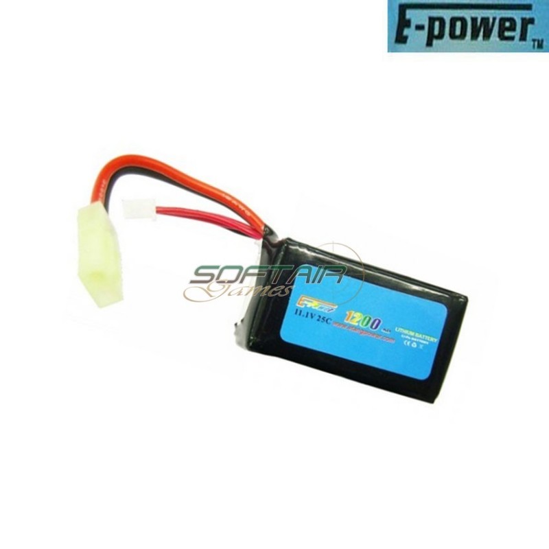 Batteria lipo connettore mini tamiya 11.1v x 1200mah 25c peq type e-power (ep-11.1x1200-25c)