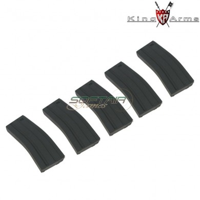 Set 5 Mid-cap Magazines 120bb Black M4/m16 King Arms (ka-mag-16-x-5)