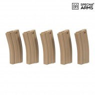 Set 5 mid-caps polymer magazines 120bb tan for m4/m16 specna arms® (spe-05-025501)