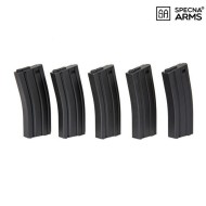 Set 5 mid-caps polymer magazines 120bb black for m4/m16 specna arms® (spe-05-025503)