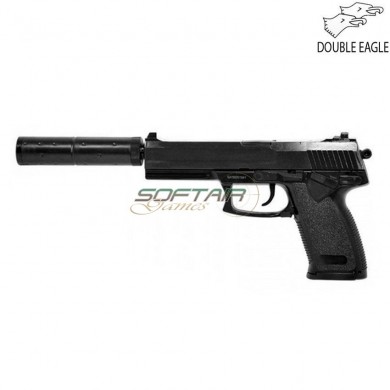 Spring pistol mk23 st8 black with silencer double eagle (de-110204)