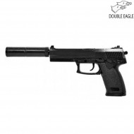 Spring pistol mk23 st8 black with silencer double eagle (de-110204)