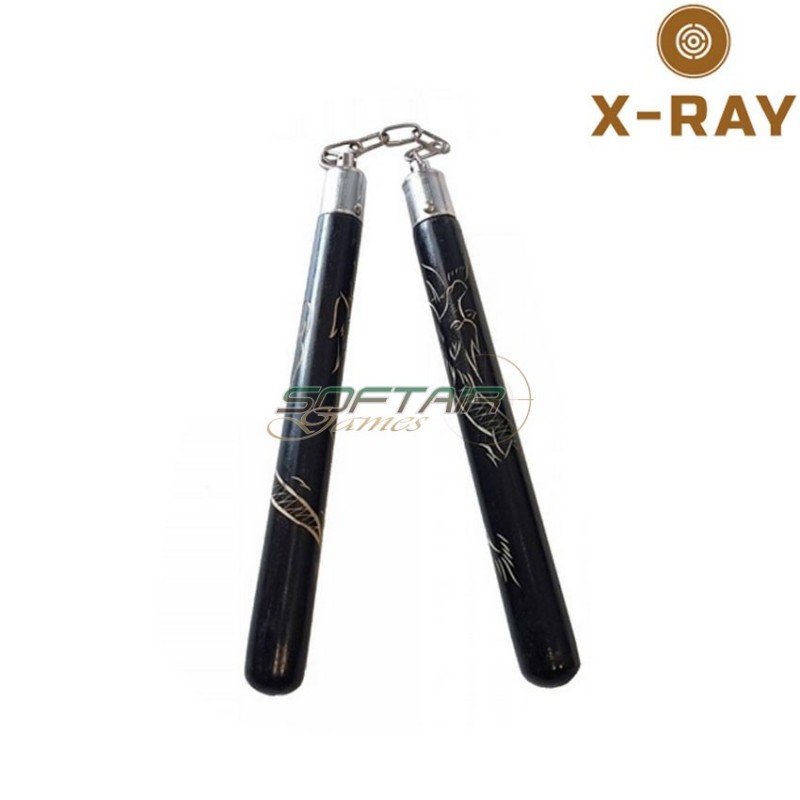 Nunchaku black wood chinese dragons x-ray (xr-253)