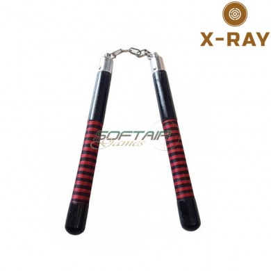 Nunchaku legno nero & cotone rosso/nero x-ray (xr-257)