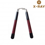 Nunchaku legno nero & cotone rosso/nero x-ray (xr-257)