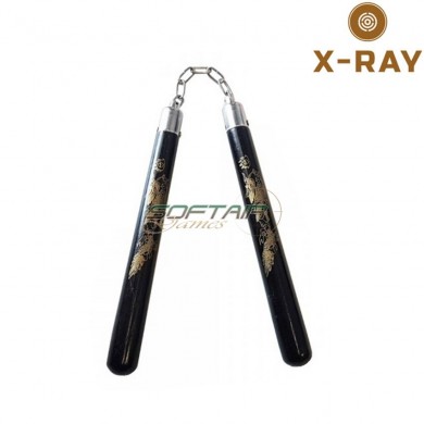 Nunchaku black hard rubber chinese dragons x-ray (xr-989)