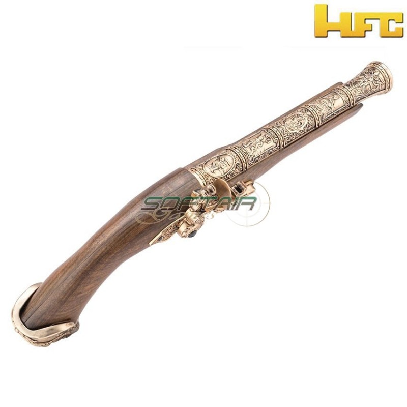 Pistola a gas pirate flintlock 18th century gold hfc (hfc-211996)
