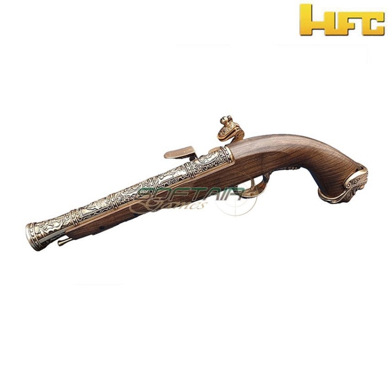 Pistola a gas pirate flintlock 18th century gold hfc (hfc-211996)