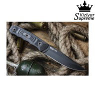 Tactical knife fixed blade echo d2 black titanium kizlyar supreme (kz-kk0062)