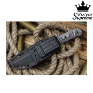 Tactical knife fixed blade echo d2 black titanium kizlyar supreme (kz-kk0062)