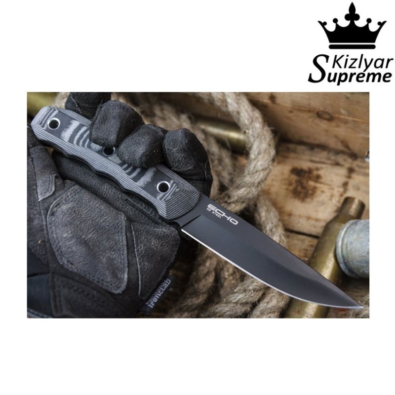 Coltello tactical lama fissa echo d2 black titanium kizlyar supreme (kz-kk0062)