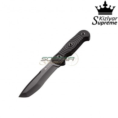 Tactical knife fixed blade vendetta aus-8 black titanium kizlyar supreme (kz-kk0220)