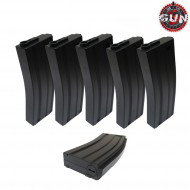 Set 5 mid-caps polymer magazines 90bb black for m4 gun five (gf-mg-014-5)