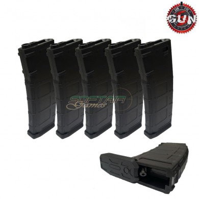 Set 5 Flash Hi-caps Magazines Real Type Style M4/m16 Black 310bb Gun Five (gf-mg-017-5)