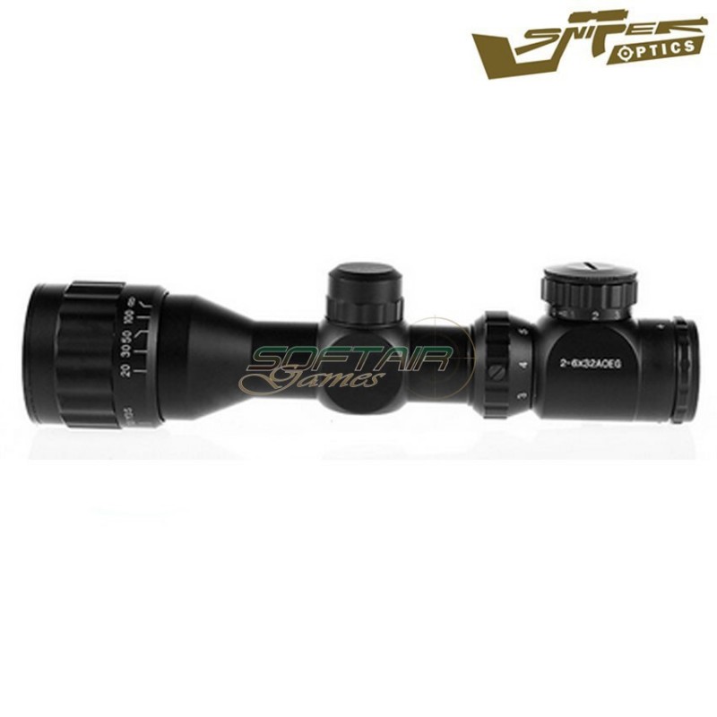Scope illuminated reticle 2-6x32aoeg black sniper optics® (so-2-6x32aoeg)