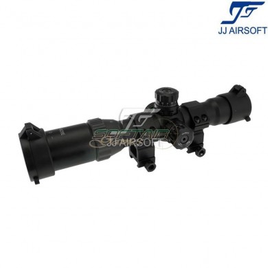 Scope 1-4x28e red/green/blue reticle black jj airsoft (ja-5363-bk)