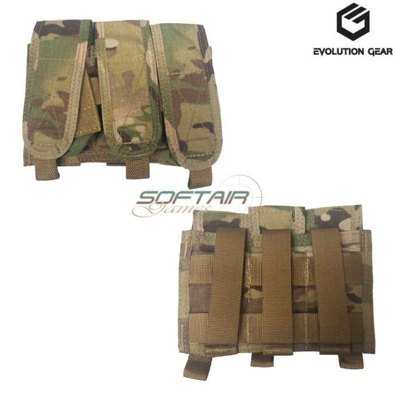 Tasca tripla flashbang paraclete style multicam® genuine usa evolution gear® (evg-320-mc)