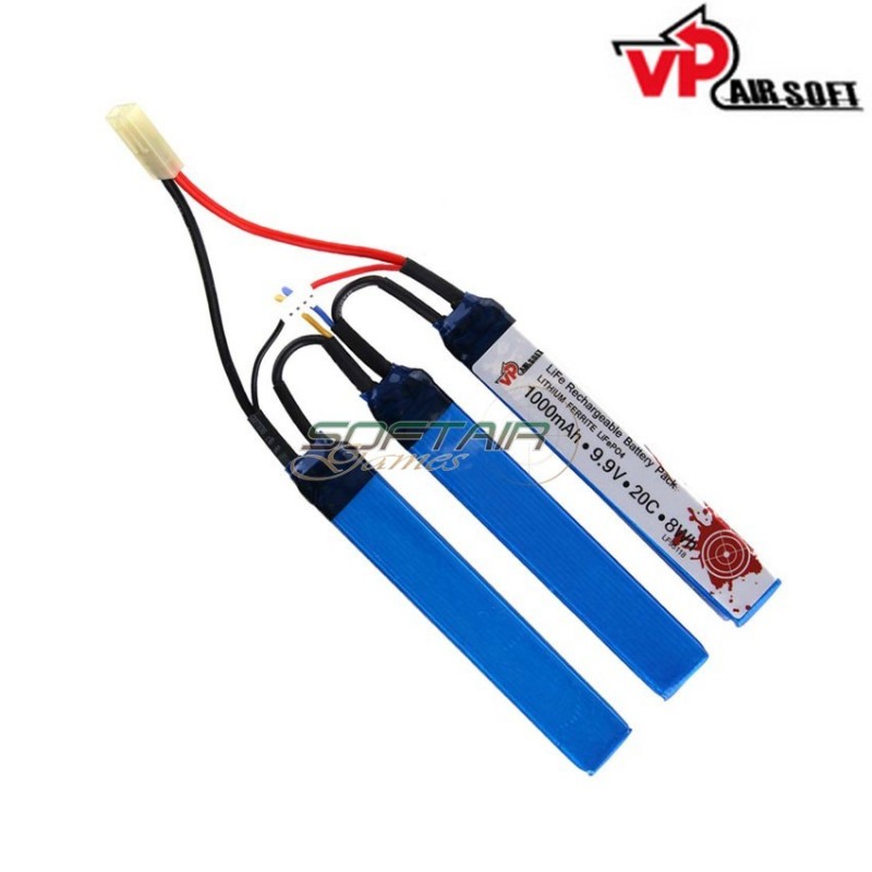 Life battery mini tamiya 9.9v x 1000mah 20c cqb type vp airsoft (vpa-365330)