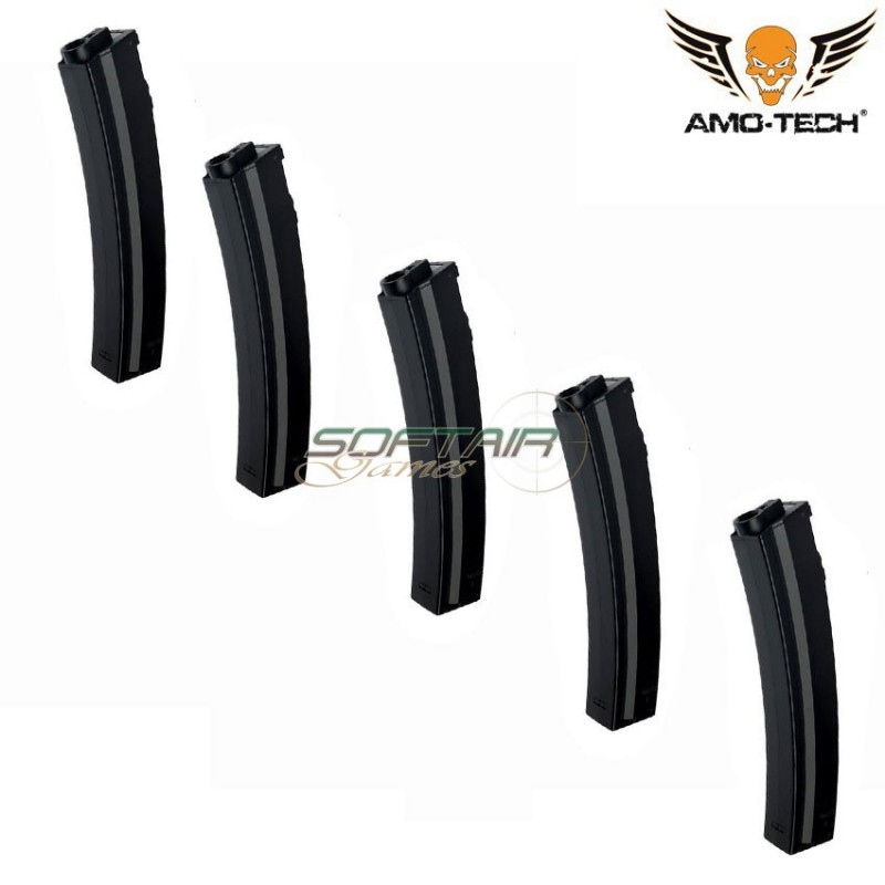 Set 5 caricatori monofilari 100bb november black per serie mp5 amo-tech® (amt-mc-nov-bk-5)