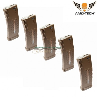 Set 5 caricatori monofilari 150bb alfa c/dummy bullets dark earth per serie m4 amo-tech® (amt-mc-alfa-de-5)