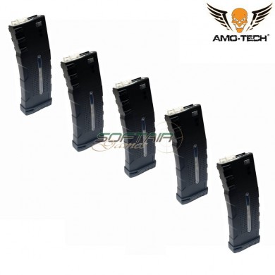 Set 5 caricatori maggiorati 370bb alfa black per serie m4 amo-tech® (amt-hc-alfa-bk-5)