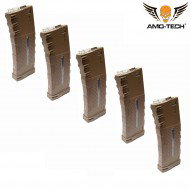 Set 5 caricatori maggiorati 370bb alfa dark earth per serie m4 amo-tech® (amt-hc-alfa-de-5)