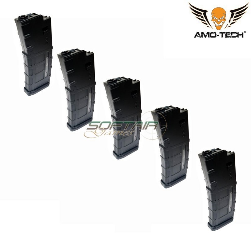 Set 5 caricatori maggiorati 380bb papa black per serie m4 sre next gen. amo-tech® (amt-hc-papa-bk-5)