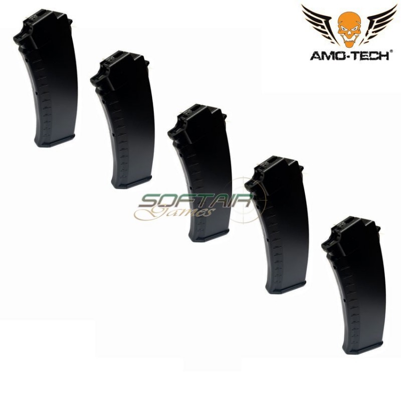 Set 5 hi-caps magazines 480bb quebec black for series ak sre next gen. amo-tech® (amt-hc-quebec-bk-5)