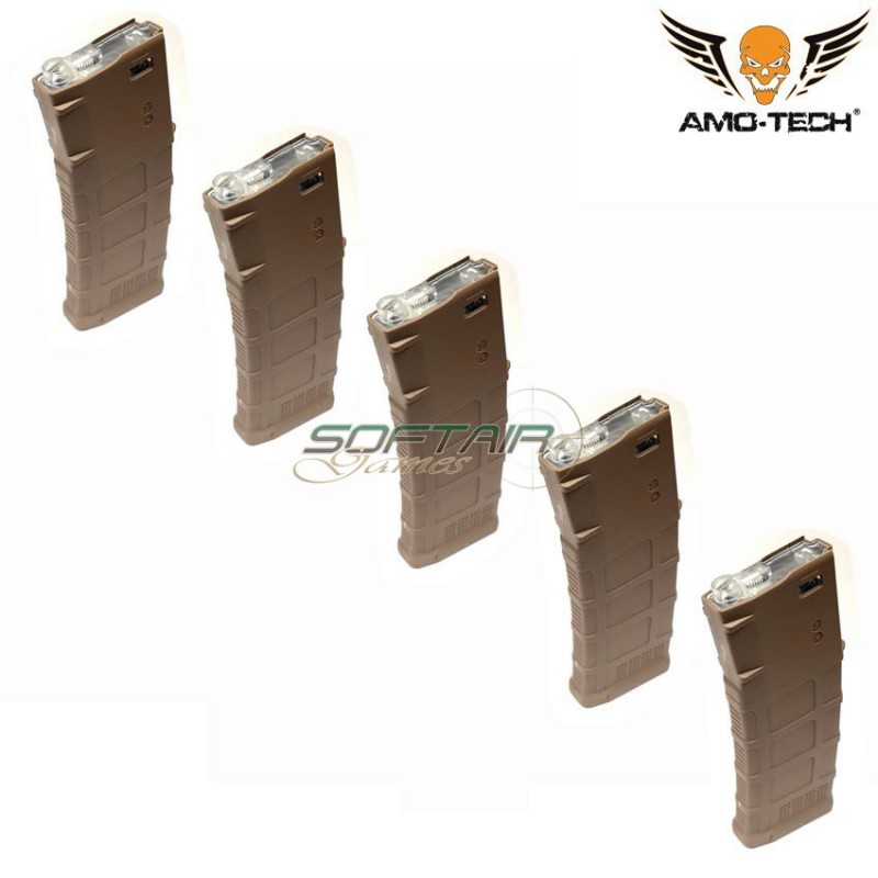 Set 5 mid-caps magazines 150bb gen.3 oscar dark earth for series m4 amo-tech® (amt-mc-oscar-de-5)