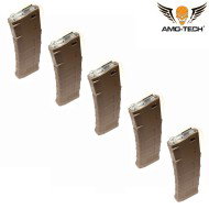 Set 5 caricatori monofilari 150bb gen.3 oscar dark earth per serie m4 amo-tech® (amt-mc-oscar-de-5)