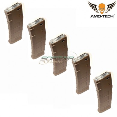 Set 5 caricatori maggiorati 370bb gen.3 oscar dark earth per serie m4 amo-tech® (amt-hc-oscar-de-5)