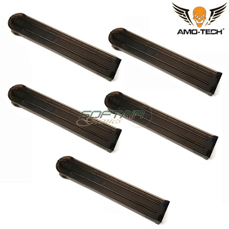 Set 5 hi-caps magazines 280bb victor black for series p90 amo-tech® (amt-hc-victor-bk-5)