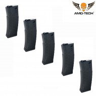 Set 5 mid-caps magazines 160bb bravo black for m4 series amo-tech® (amt-mc-bravo-bk-5)