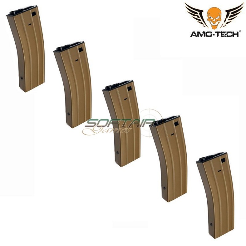 Set 5 caricatori maggiorati flash 380bb whiskey dark earth per serie m4 amo-tech® (amt-hcf-whiskey-de-5)