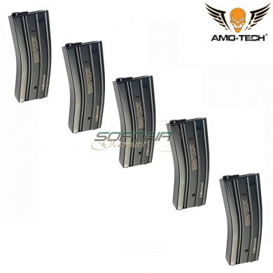 Set 5 hi-caps magazines logged 330bb whiskey black for m4 series amo-tech® (amt-hcl-whiskey-bk-5)