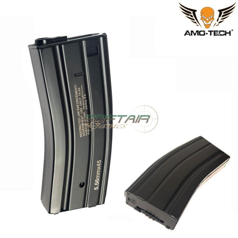 Set 5 hi-caps magazines logged 330bb whiskey black for m4 series amo-tech® (amt-hcl-whiskey-bk-5)