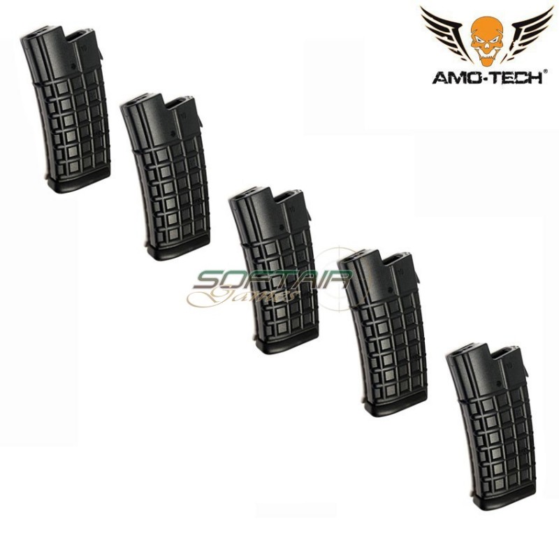 Set 5 caricatori maggiorati 330bb duff black per serie aug amo-tech® (amt-hc-duff-bk-5)