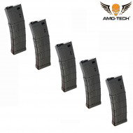 Set 5 mid-caps magazines 200bb zulu3 black for m4 series amo-tech® (amt-mc-zulu3-bk-5)