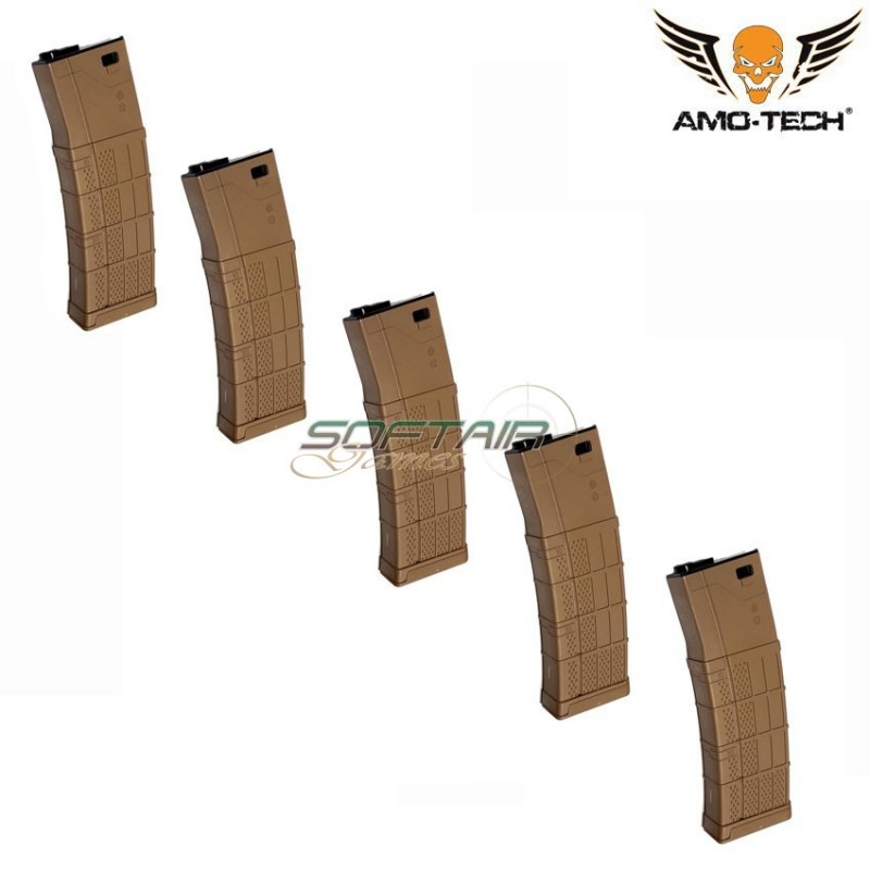 Set 5 mid-caps magazines 200bb zulu3 dark earth for m4 series amo-tech® (amt-mc-zulu3-de-5)