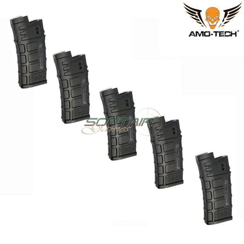 Set 5 caricatori maggiorati 300bb freddy black per serie aug amo-tech® (amt-hc-freddy-bk-5)