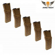 Set 5 caricatori maggiorati 450bb juliett dark earth per serie m4 amo-tech® (amt-hc-juliett-de-5)