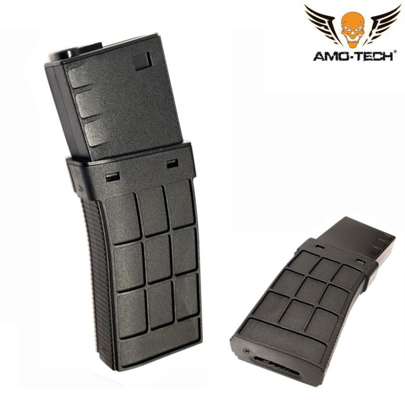 Set 5 caricatori maggiorati 450bb juliett black per serie m4 amo-tech® (amt-hc-juliett-bk-5)