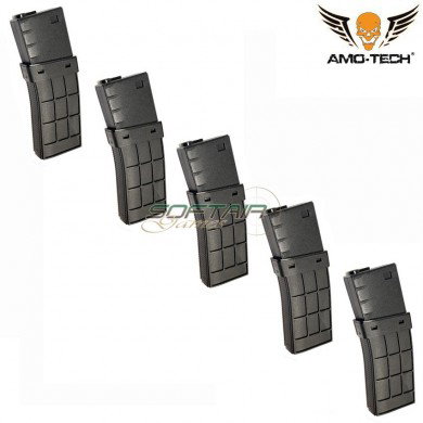 Set 5 hi-caps magazines 450bb juliett black for m4 series amo-tech® (amt-hc-juliett-bk-5)