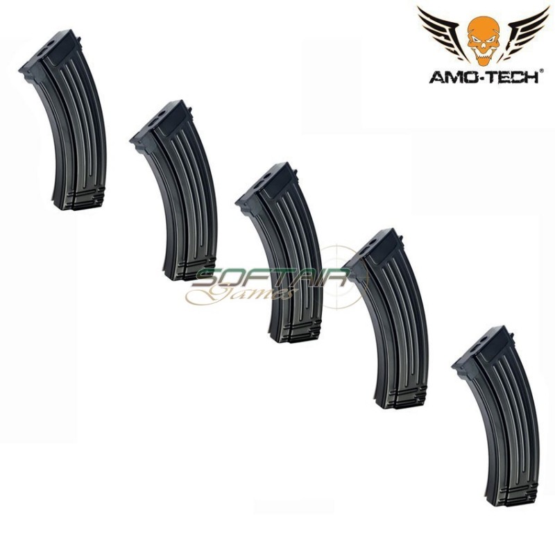 Set 5 caricatori maggiorati flash 500bb yankee black per serie ak amo-tech® (amt-hcf-yankee-bk-5)